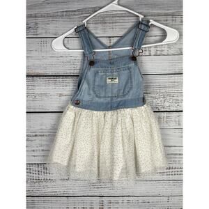 Oshkosh Bgosh Overall Denim Dress Tutu Tulle Girls 3T Sparkle Country Wedding